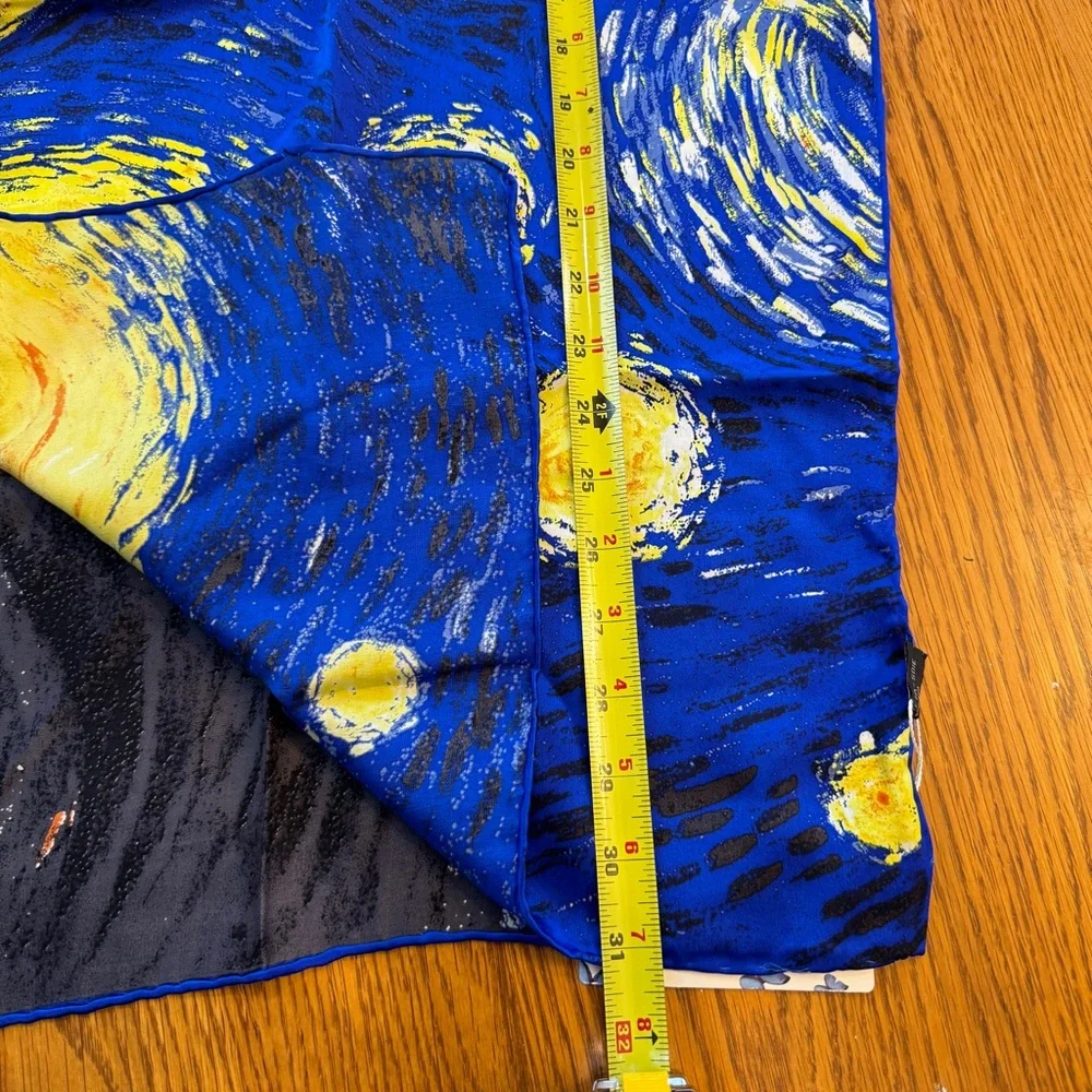 Oblong 100% Charmeuse Silk Scarf Van Gogh 